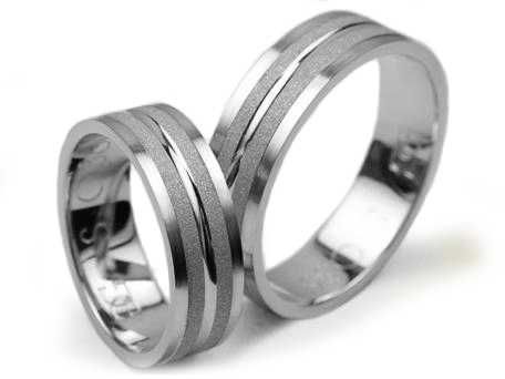 Obrączki ślubne z białego złota p.585 / płaskie / 6mm
