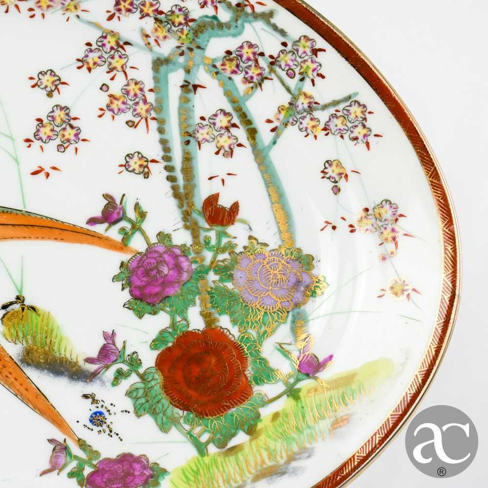 Travessa porcelana da China, decoração faisões e flores, Circa 1970