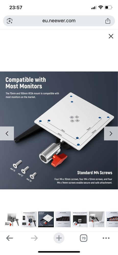 Mocowanie monitora VESA na statyw foto 16mm
