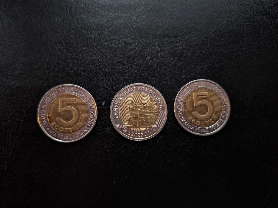 Monety 5 złotych kolekcjonerskie, 3 sztuki