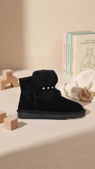 Уггі дитячі підліткові замшеві зимові чорні 31-36