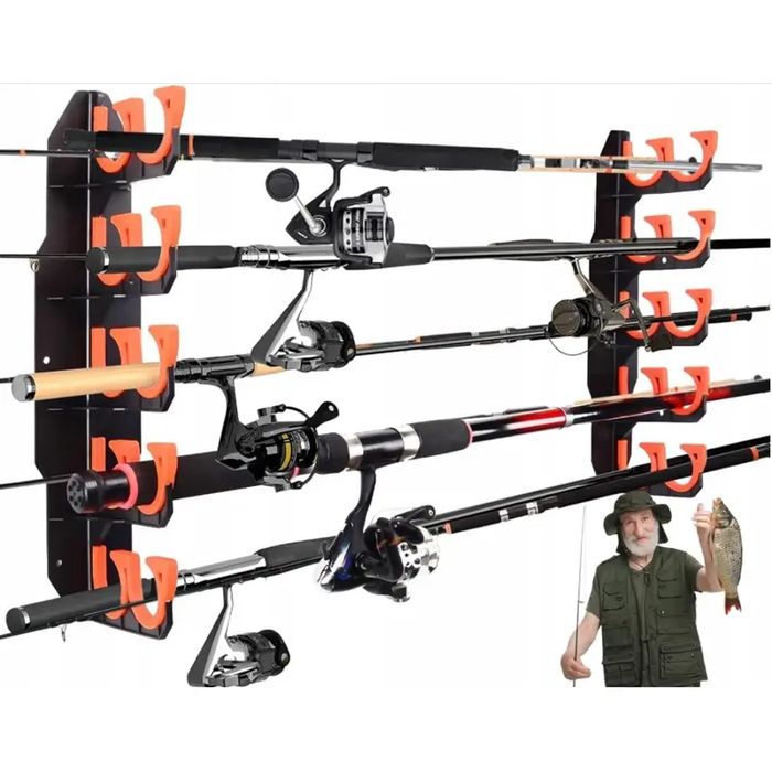 wieszak na wędki uchwyt na 10 wędek sufitowy ścienny garażowy