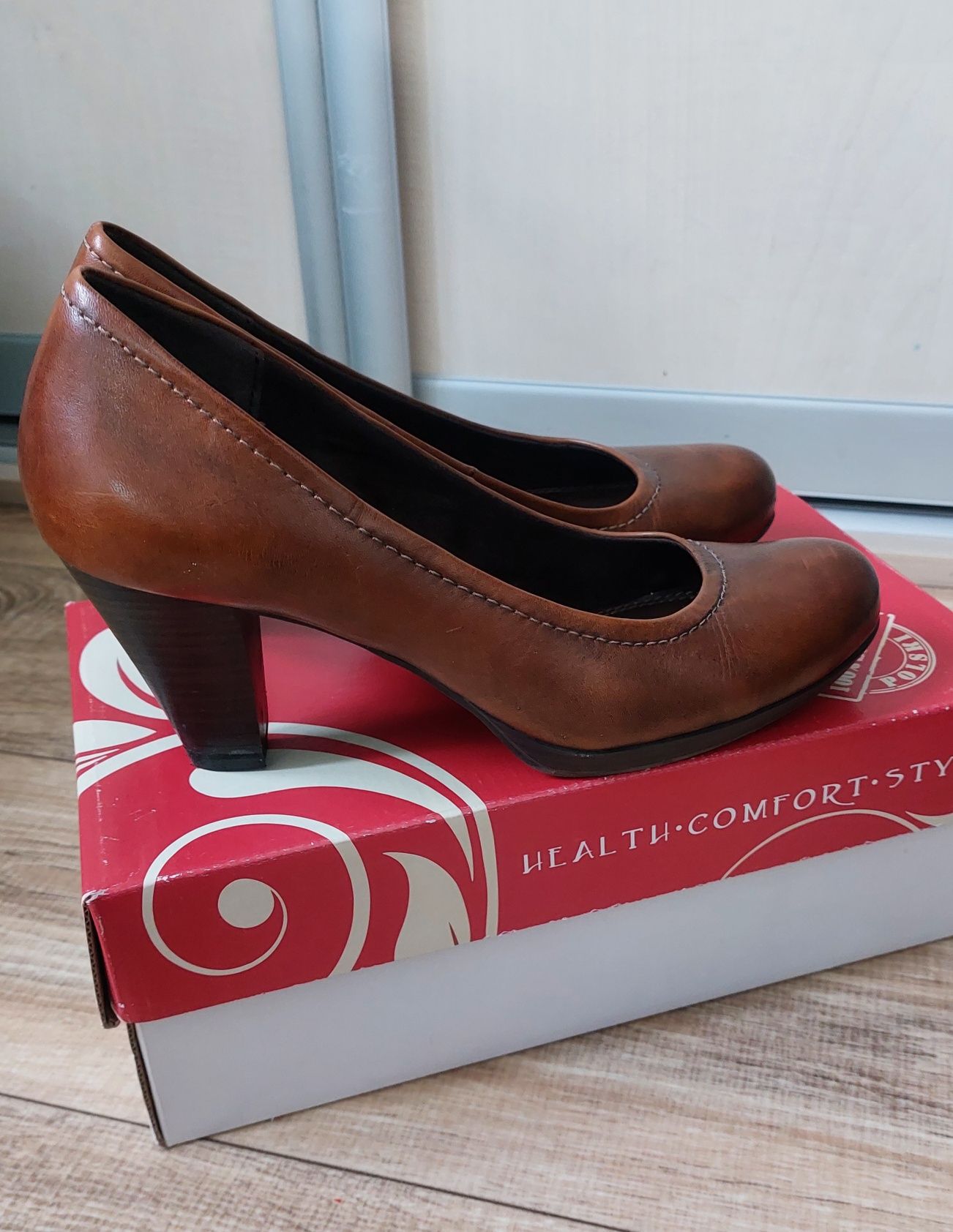 Buty skórzane Street pantofle brązowe 38 skóra naturalna