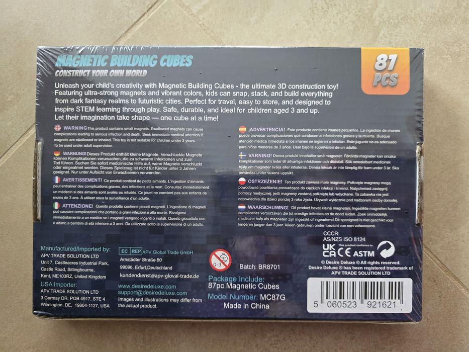 Nowe klocki magnetyczne Desire Delux 87 kawałków