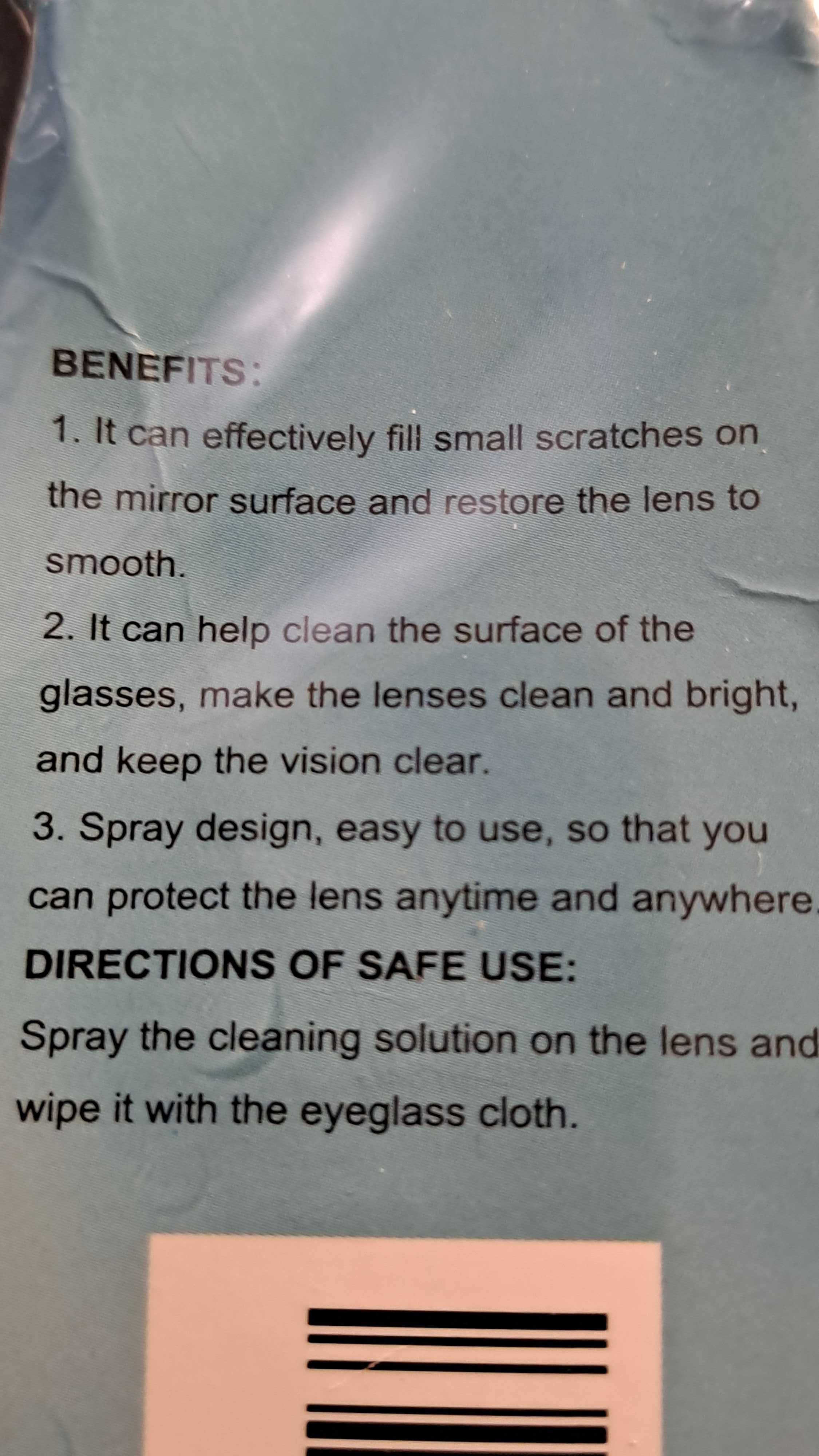 Eliminador de riscos em Lentes, limpa e remove pequenos arranhões