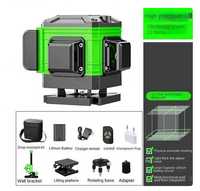 Рівень лазерний самовирівнюючий 3D 12 ліній зелений + набір аксесуарів