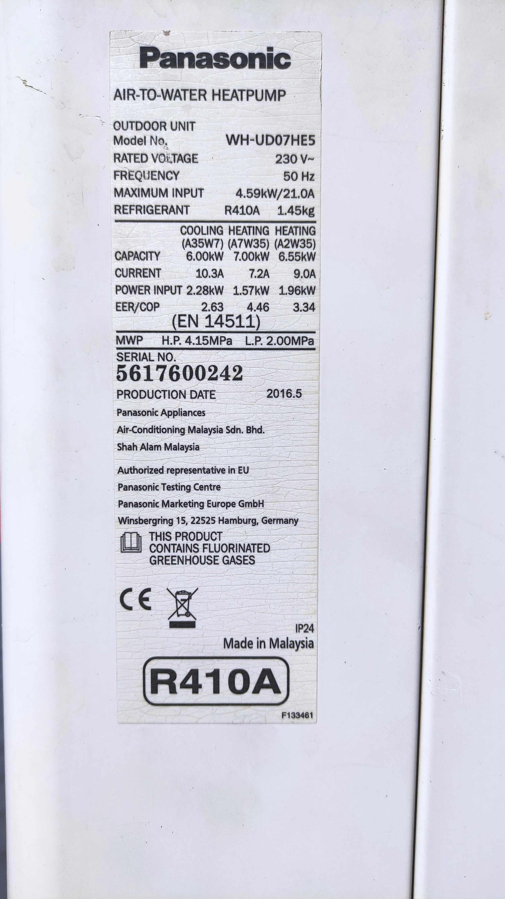 Pompa ciepła powietrze woda PANASONIC split 9 KW
