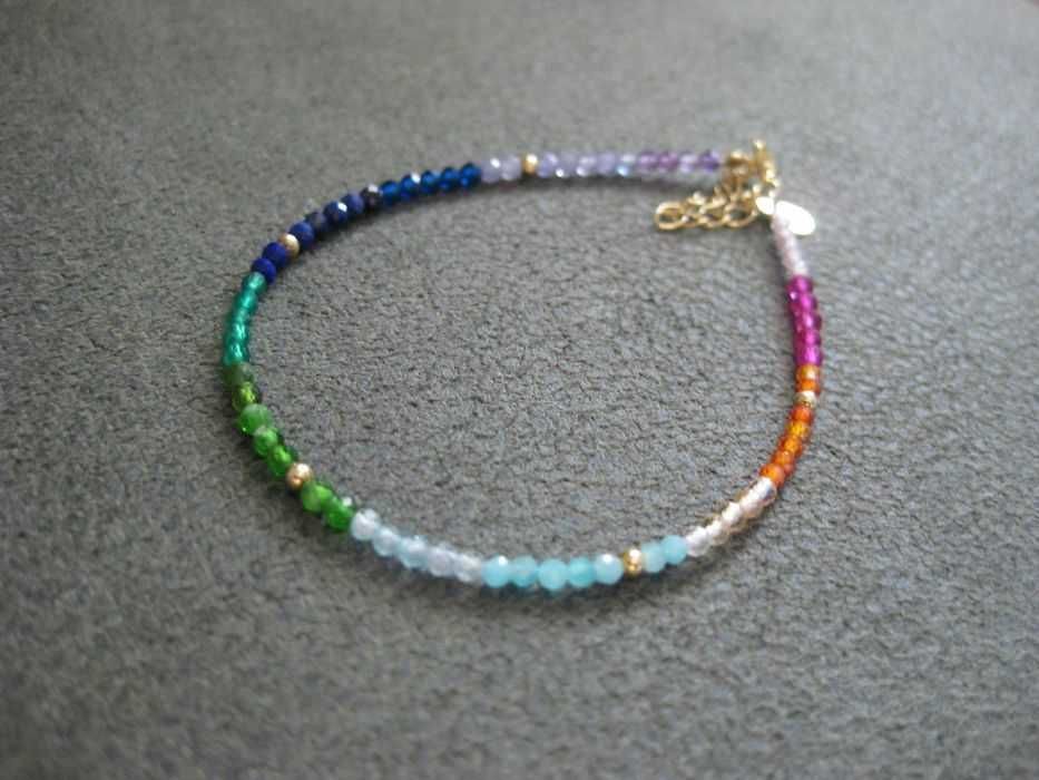 Pulseira Arco Iris com Pedras Naturais NOVA