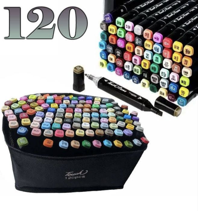 Набір маркерів для скетчингу 120шт. двосторонні для малювання Touch
