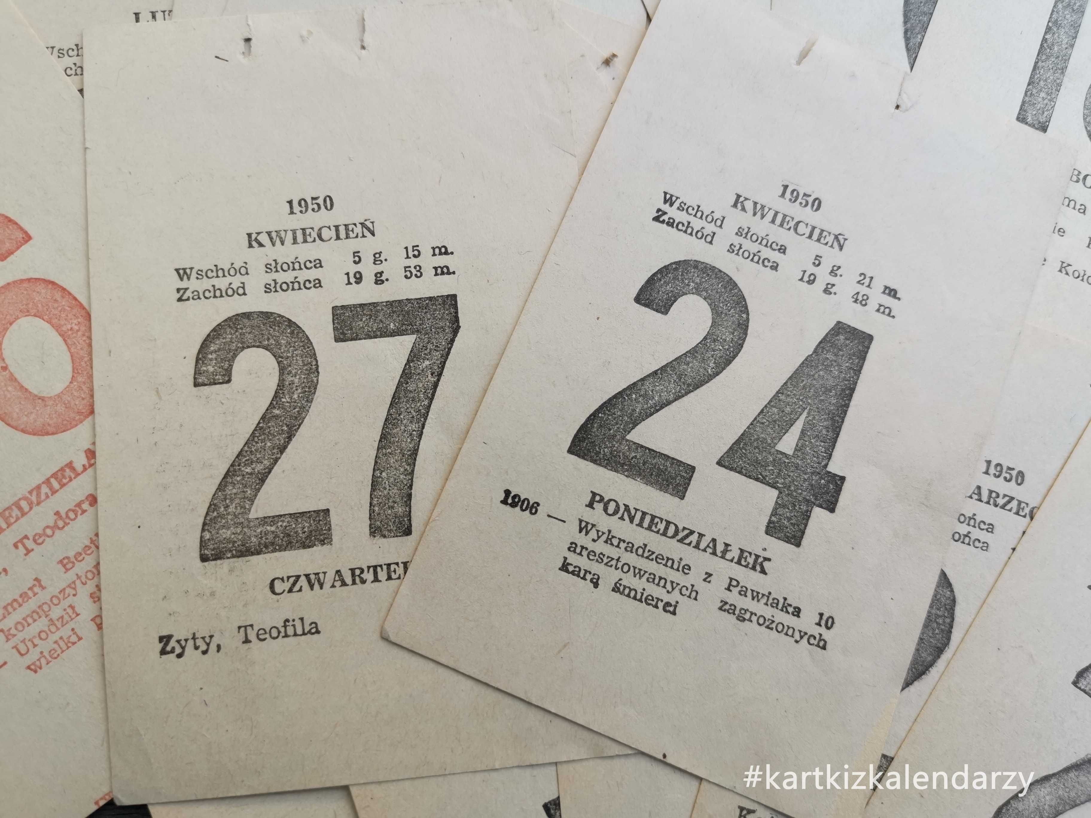 Kartka z kalendarza 1950 - oryginalna