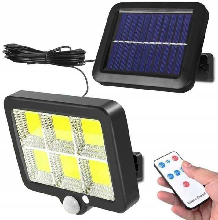 Lampa solarna 120led z czujnikiem ruchu zmierzchu osobny panel okaz s