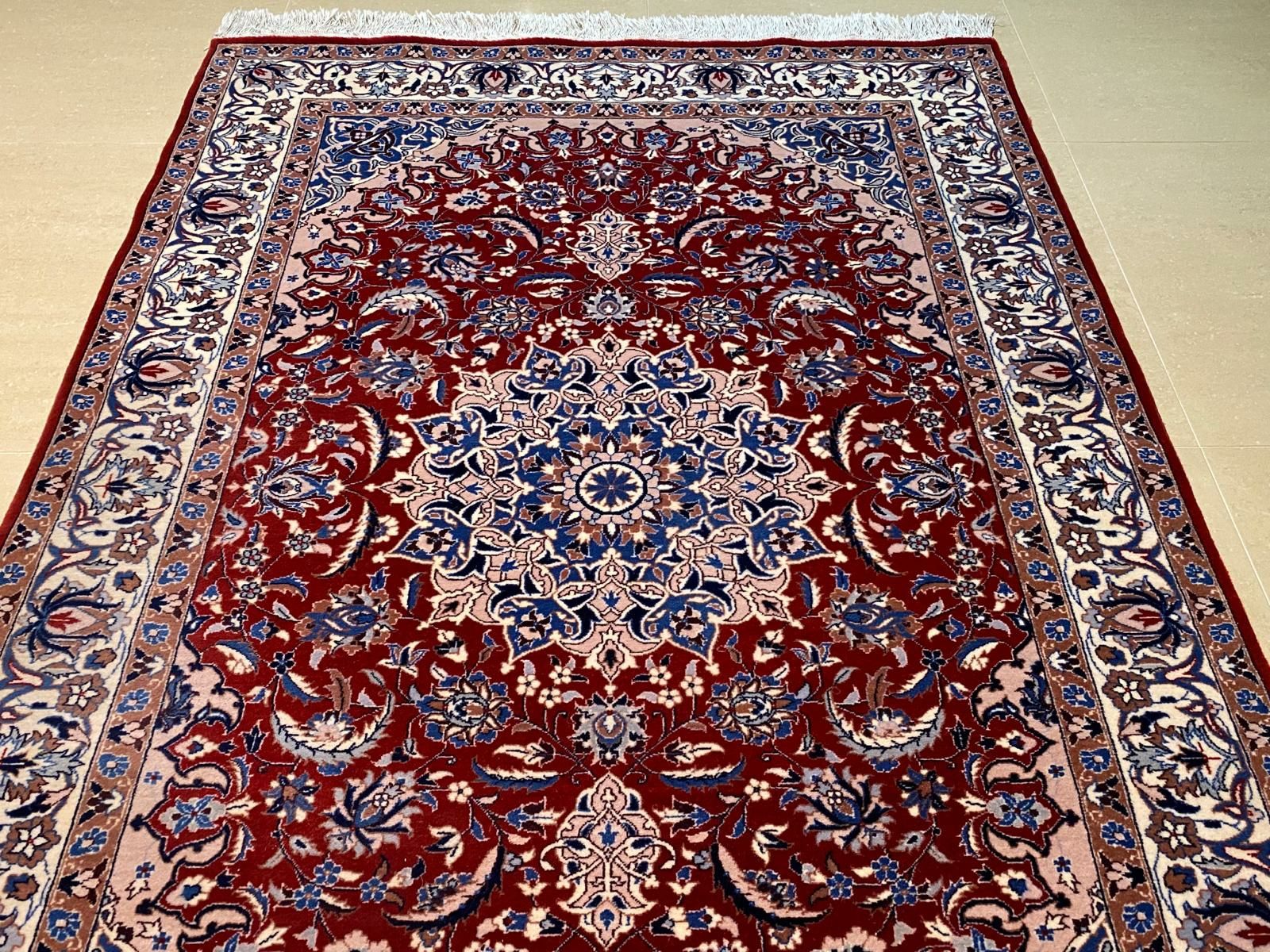Isfahan Kork Persja 202 # 126 Drobno tkany luksusowy dywan perski