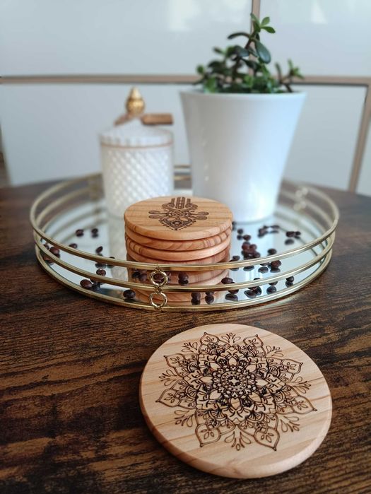 Drewniana podkładka pod napoje kubki szklanki Prezent Górnik Zabrze