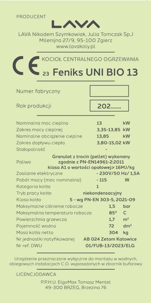 Kocioł UniBio 13kW