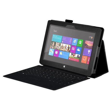 U028 Capa Pele Preta Microsoft Surface Pro 3 & 4 Em Stock 24H
