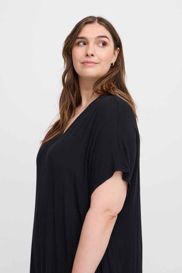 SIMPLE WISH  letnia sukienka midi na co dzień wiskoza 54/56 czarna
