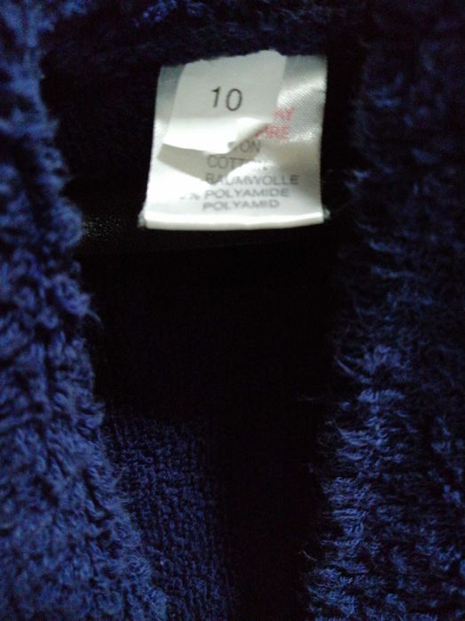 Roupão azul com capuz, tamanho 10 anos