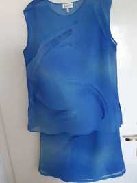 Dwuczęściowa błękitna sukienka top plus spódnica