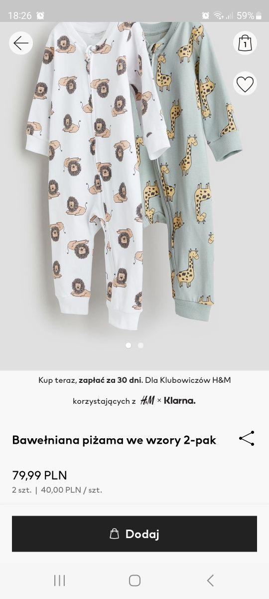 Piżamki h&m 3pack rozmiar 92