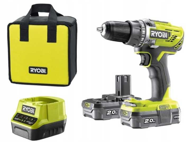 Wiertarko-wkrętarka RYOBI R18DD2-220S + 2 akumulatory 2Ah