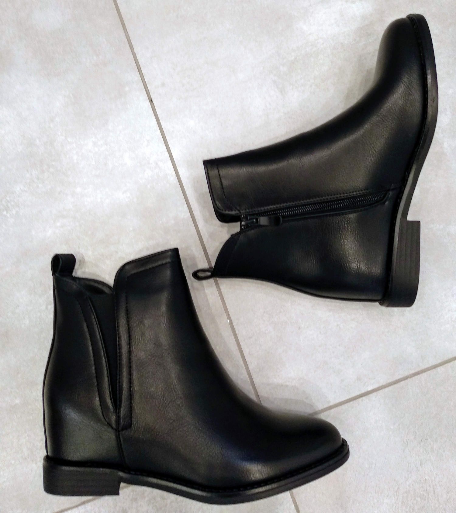 Buty damskie botki na ukrytym koturnie r.40