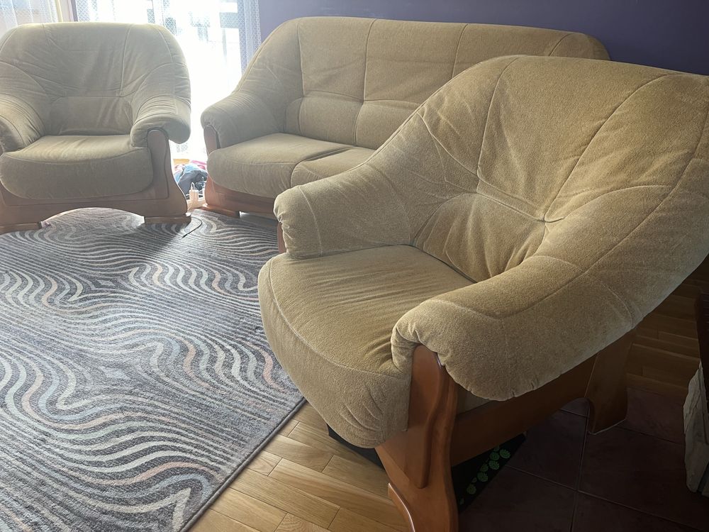 Komplet wypoczynkowy, sofa + 2 fotele