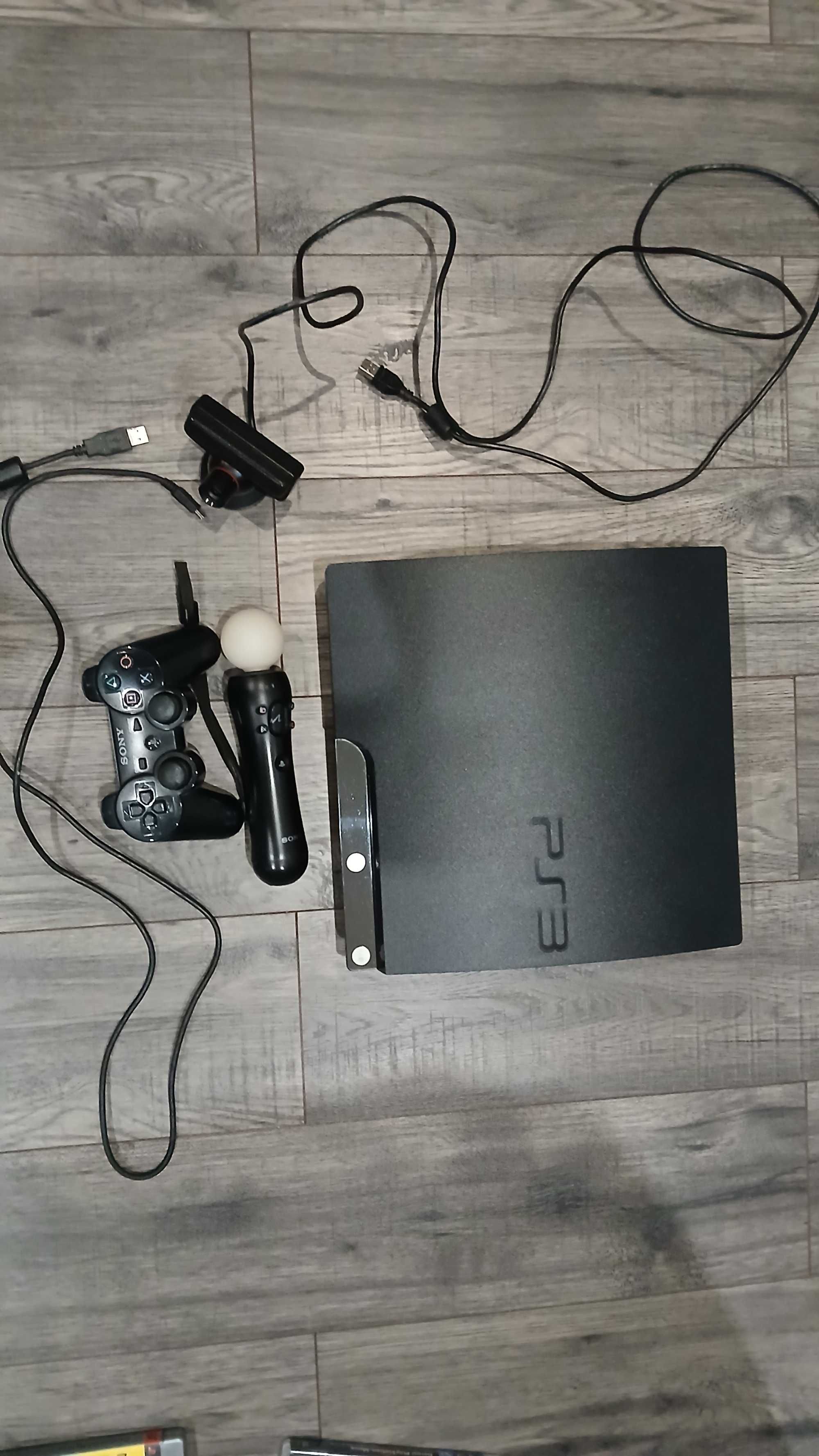 Konsola PS3 + PlayStation movie (kamerka + 1 kontroler ruchu) + GRY