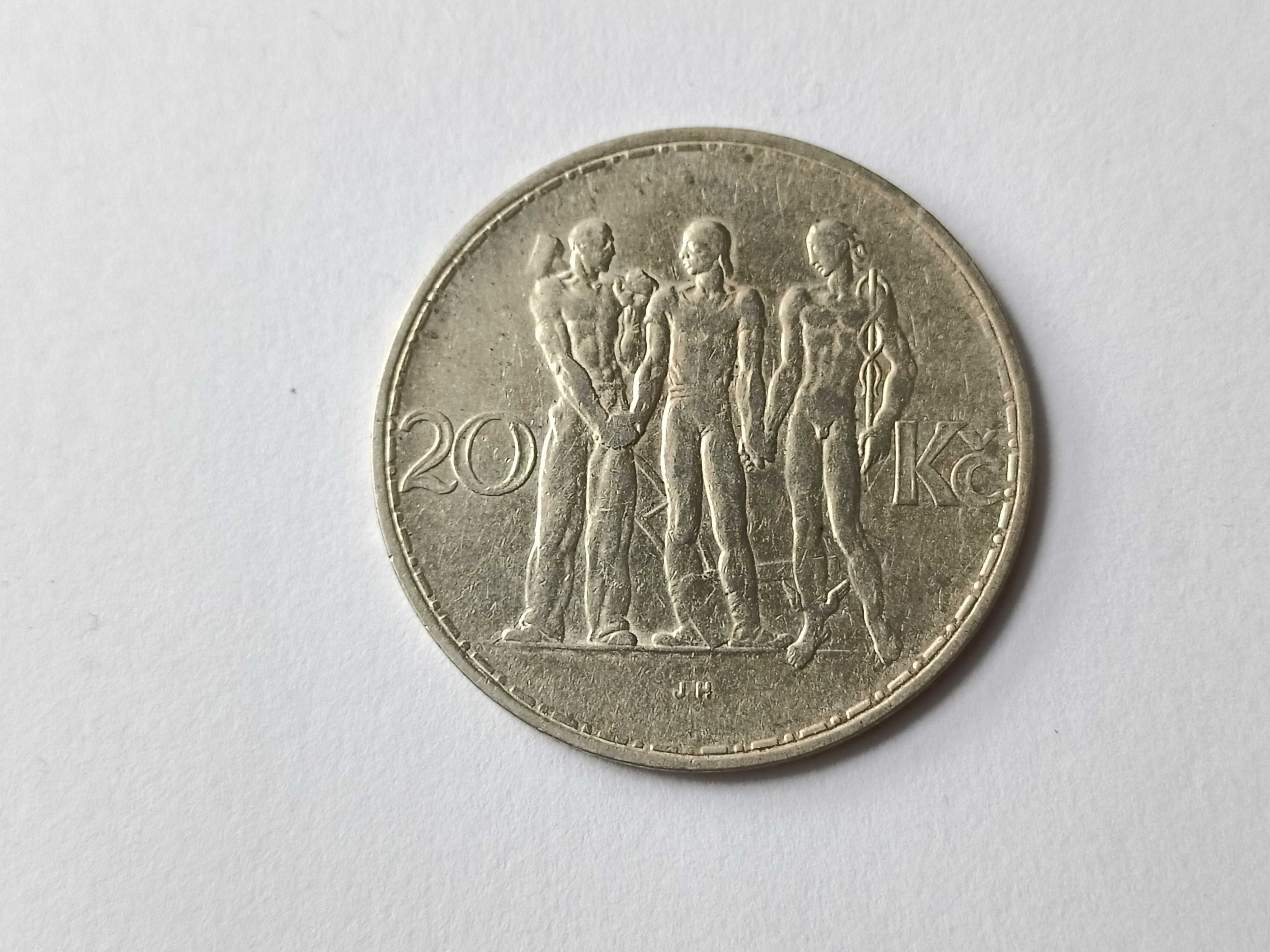 20 koron 1934 Czechosłowacja oryginał Srebro