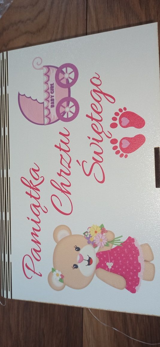 Pamiątka chrztu świetego dla dziewczynki pudełko na pieniądze