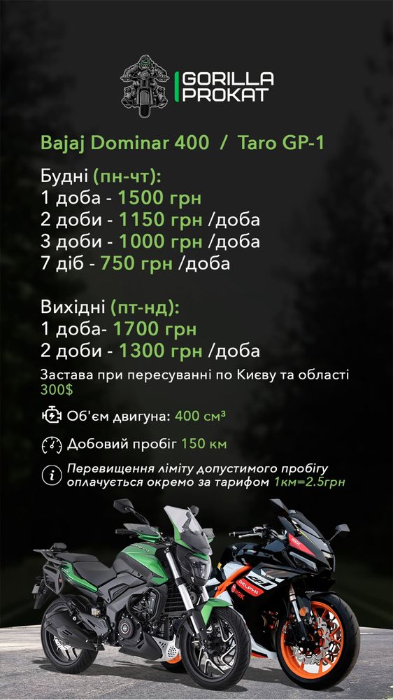 Оренад мотоцикла прокат мото
