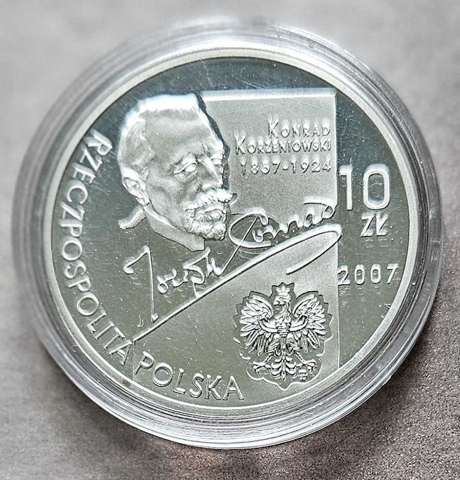 Moneta srebrna Konrad Korzeniowski stan idealny