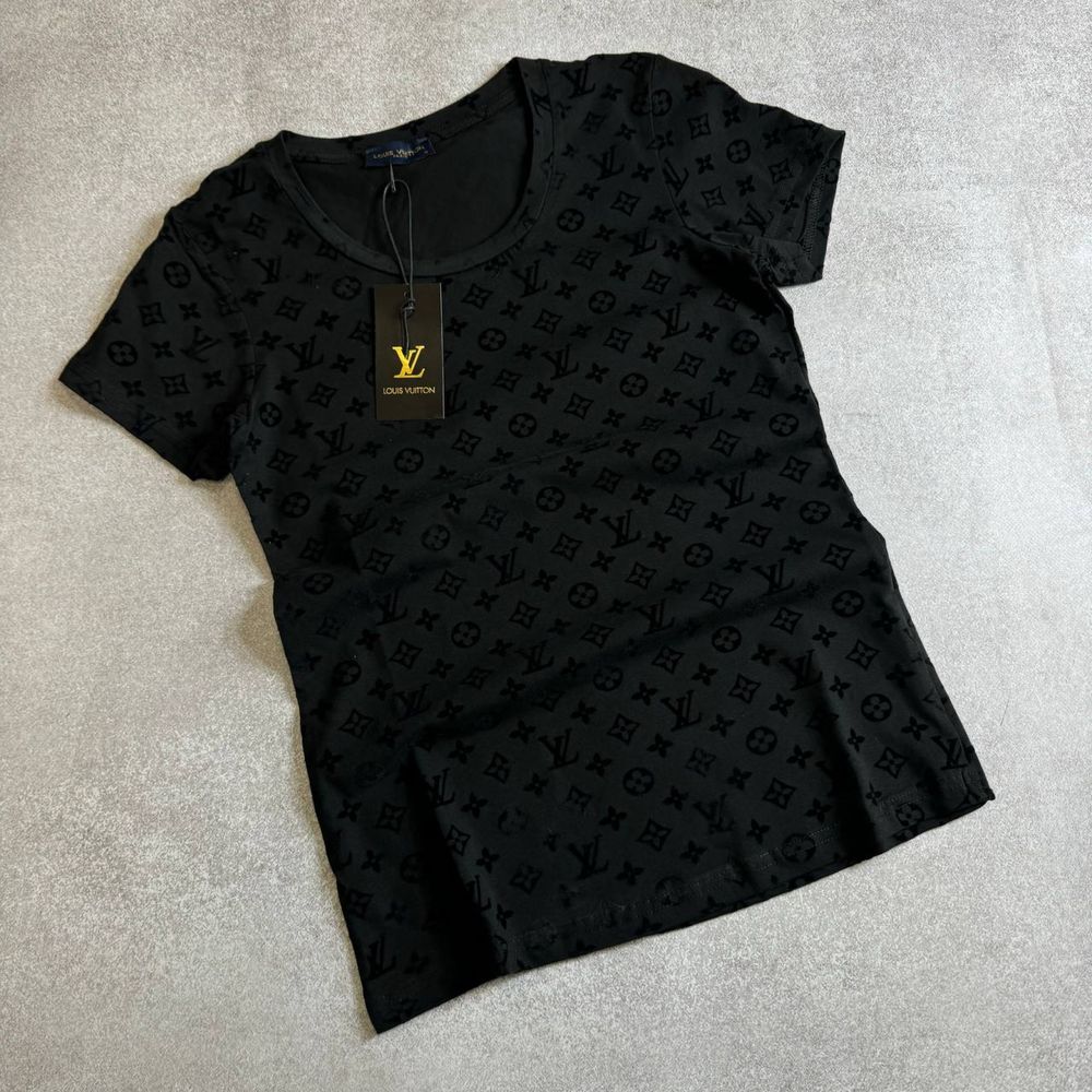 NEW SEASON! Жіноча базова футболка Louis Vuitton чорного кольору S-XXL