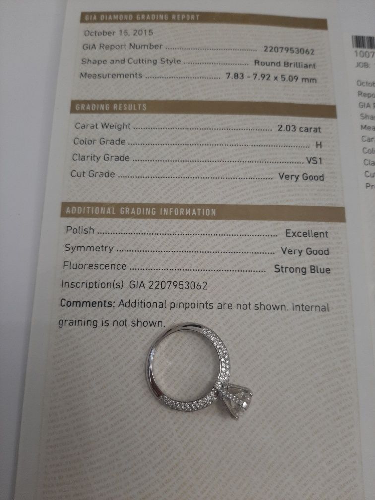 Tiffany, бриллиант 2.03 + 0.71 карат. Золотое кольцо.