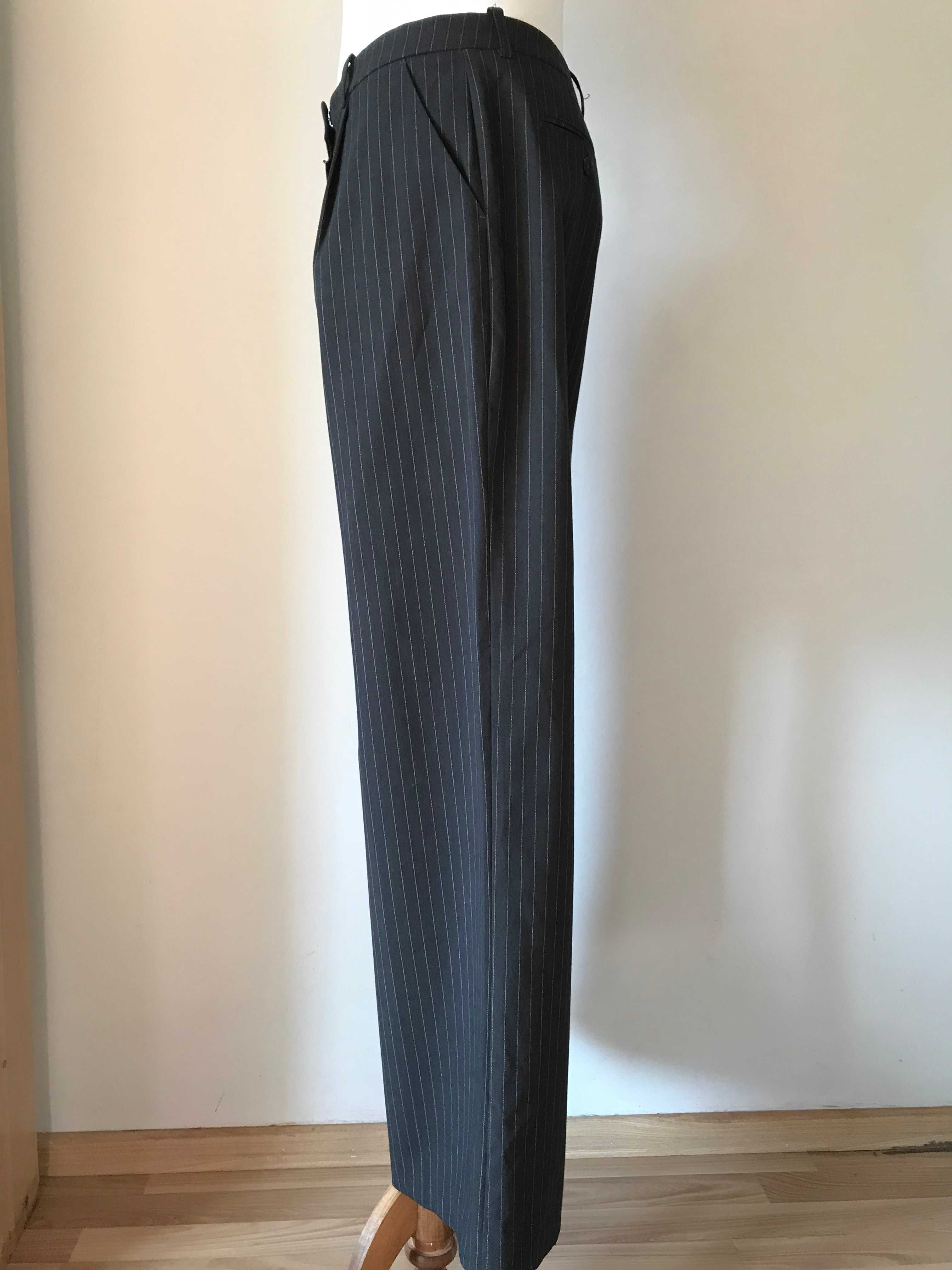 Szare eleganckie spodnie z prążkiem wizytowe r. 44 biznesowe vintage