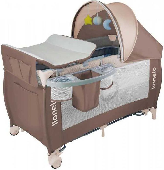 Łóżeczko turystyczne Lionelo Sven Plus Brązowy przewijak stan JAK NOWY