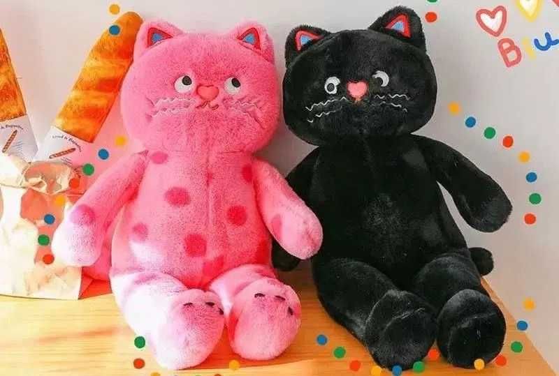 Мягкая игрушка толстый кот 60 см, розовый, черный, идеальный подарок