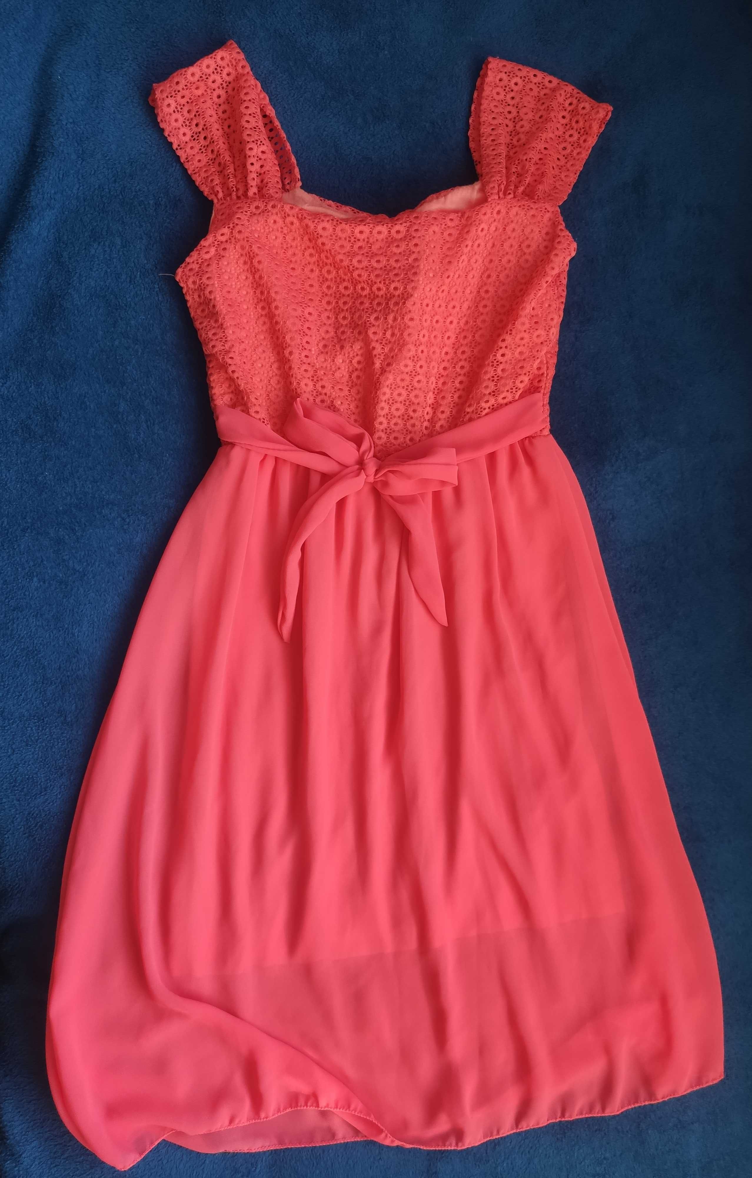 Sukienka na ramiączkach różowa malinowa rozmiar S 36 letnia