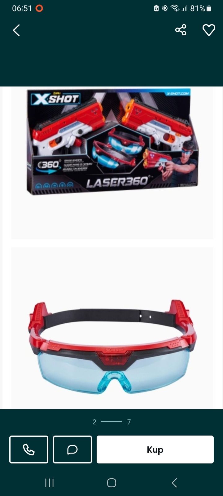 Pistolet laserowy  zuru xshot laser 360° 2 sztuki