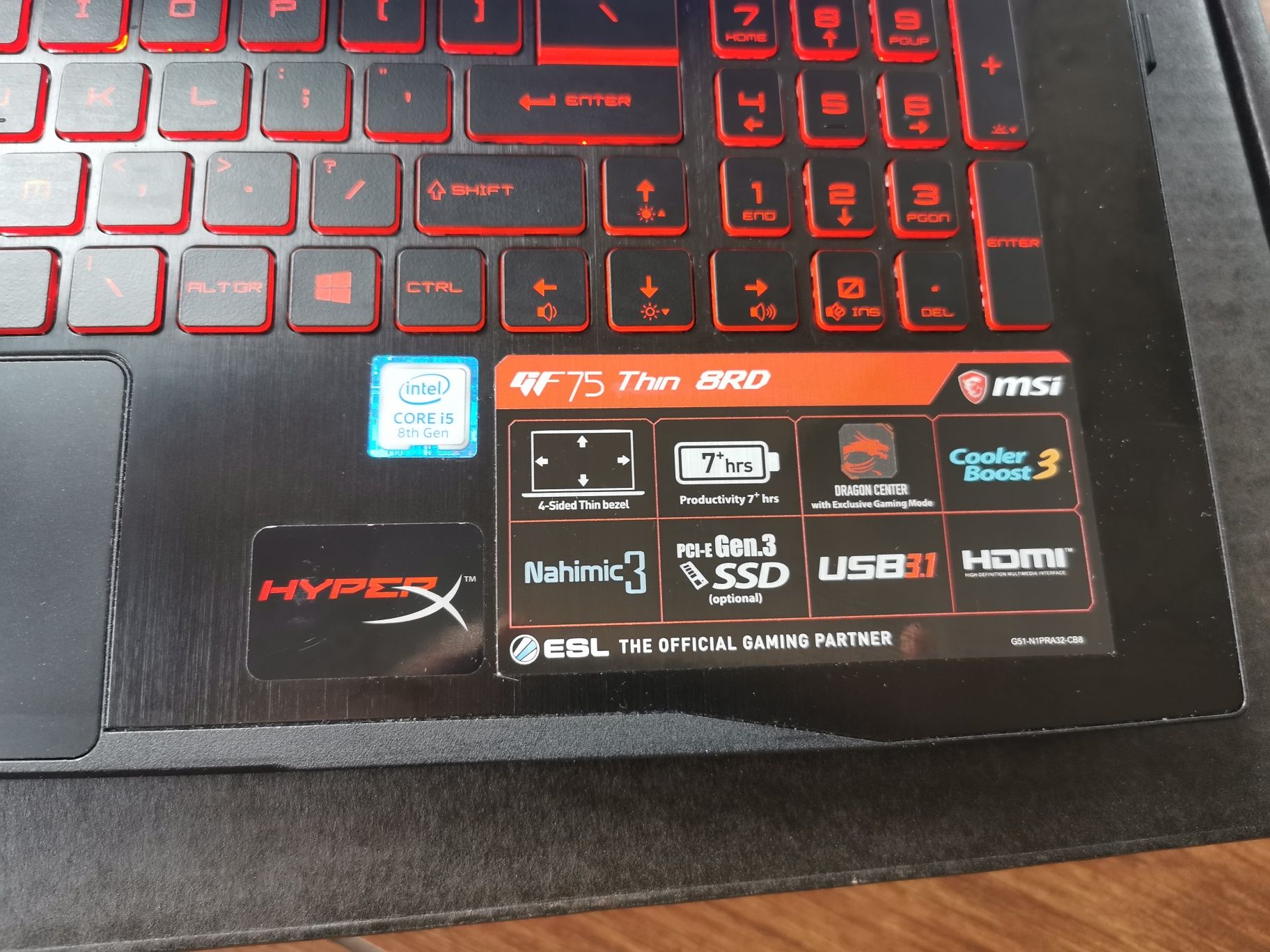 Laptop MSI GF75 Thin 8RD-217PL, gratis podkładka chłodząca