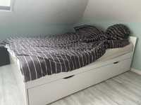 Łóżko z szufladami i materacem 140x200 solidne białe