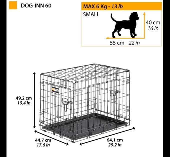 Вольєр,клітка для собак металевий , 64,1 x 44,7 x h 49,2 cm,7.09.413