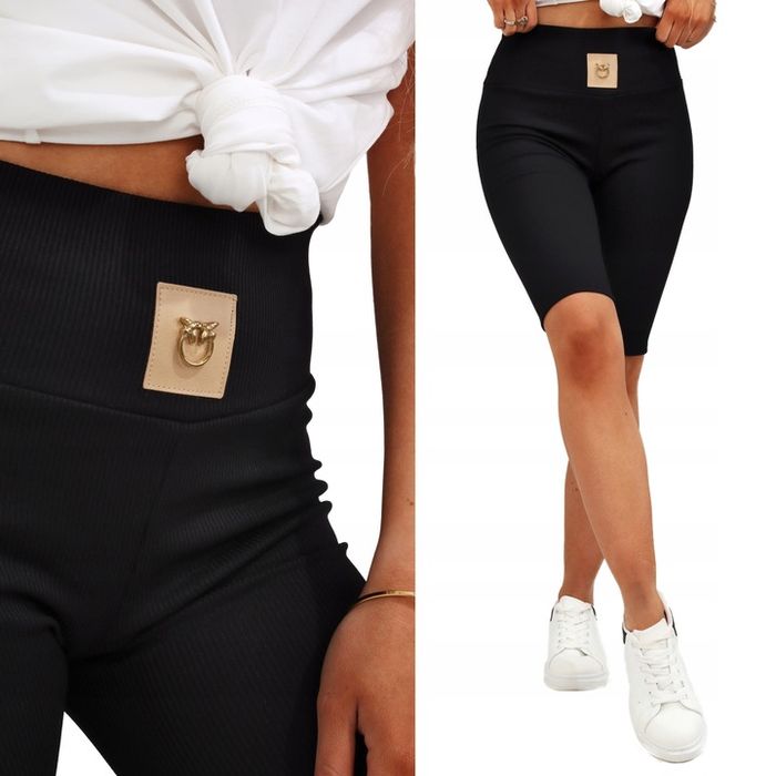 Kolarki Damskie Legginsy Krótkie Getry Spodenki Prążek 38/40 M/l Czarn