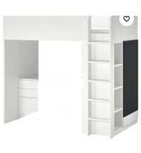 Łóżko piętrowe Ikea SMÅSTAD kredowy czarny front szafy bez biurka