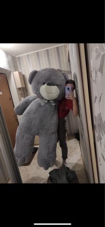 Плюшевый медведь мишка игрушка серый очень большой 170 см