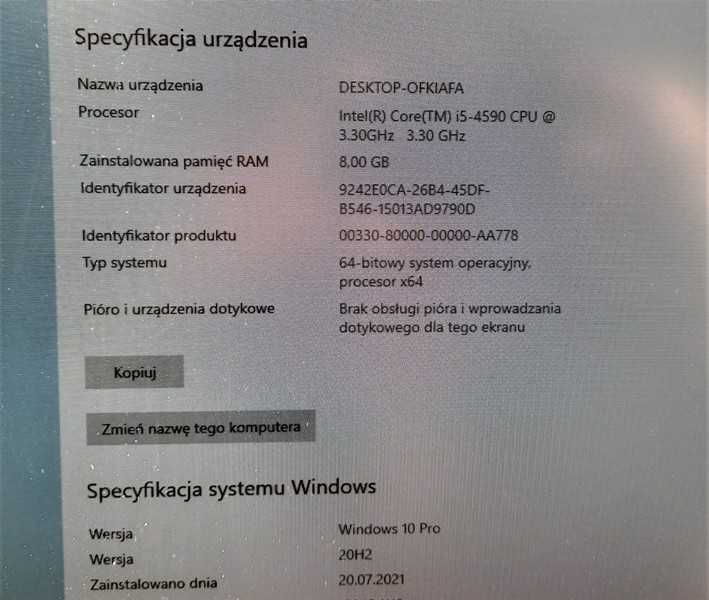 Komputer Dell Optiplex 3020 I5/8GB