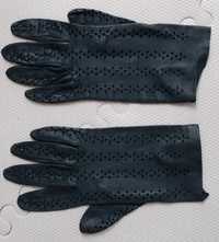 Rękawiczki ażurowe ze  skóry naturalnej S