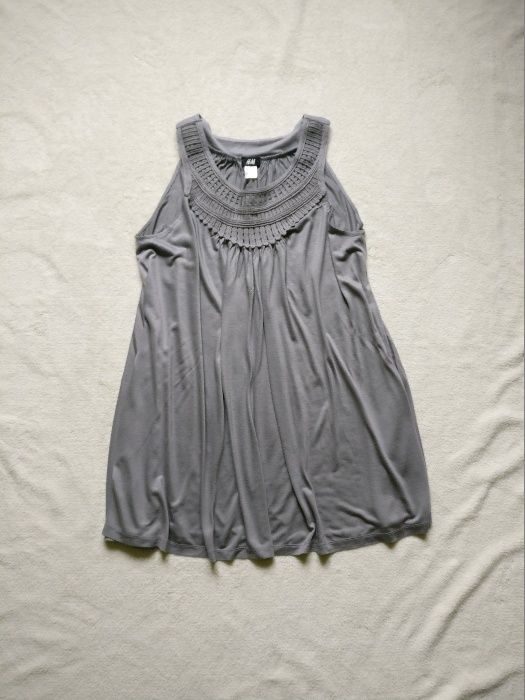 H&M szara tunika sukienka bluzka luźna oversize popielata