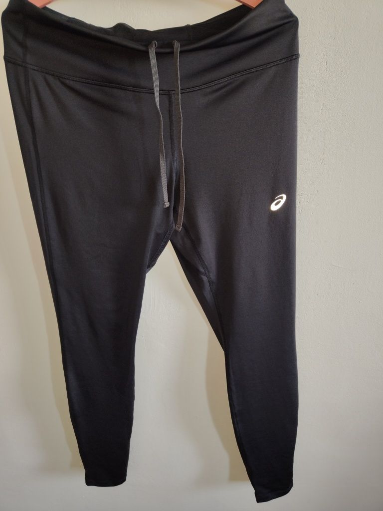 Markowe czarne getry legginsy Asics r XL plus size spodnie sportowe da