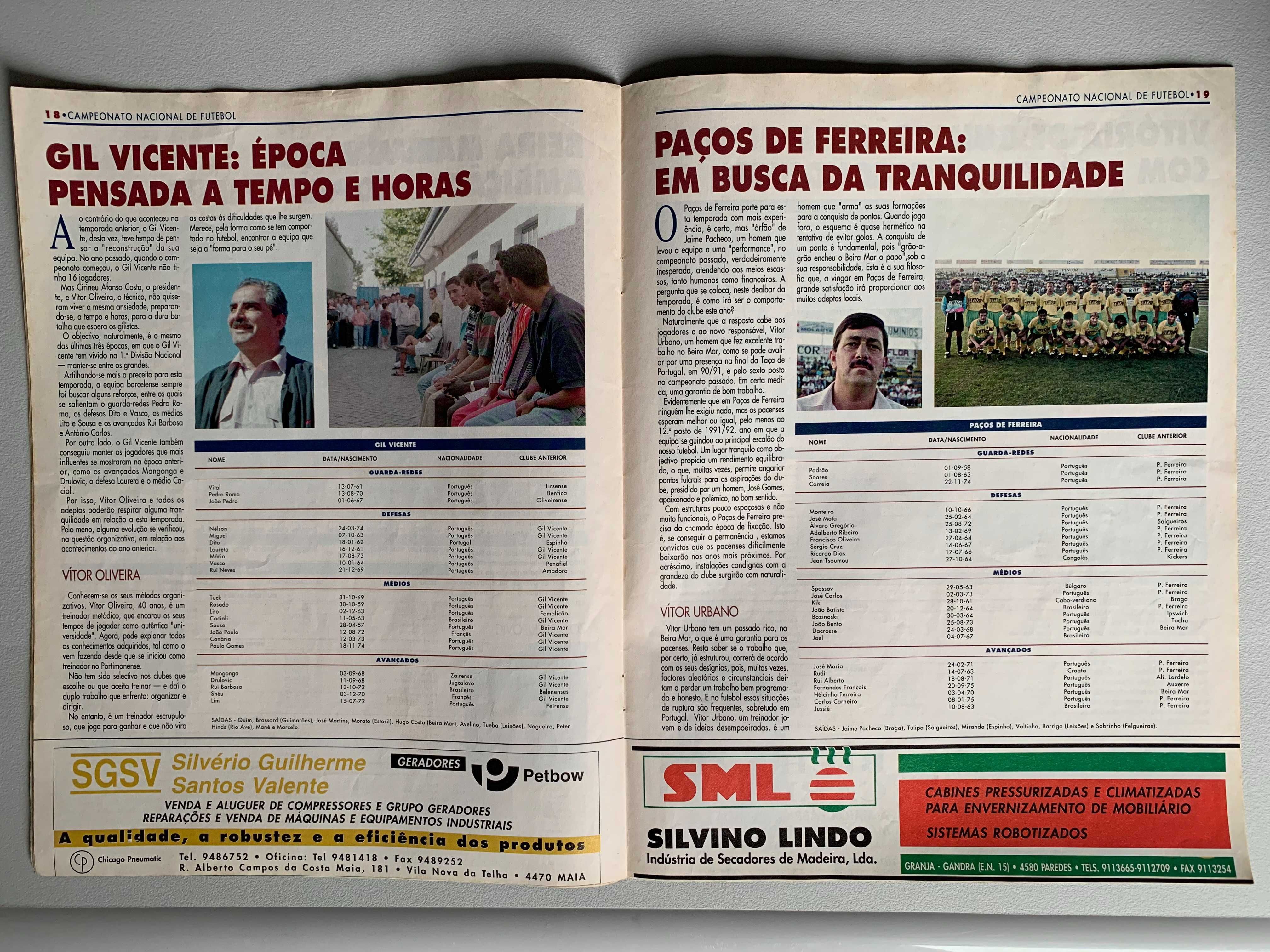 Revista Antiga de Futebol - Suplemento Especial O Jogo, 21/08/1993