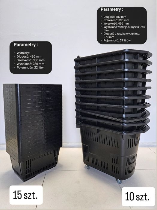 wieszaki na ubrania, Kosze ekspozycje, Kosze zakupowe małe duże lustra